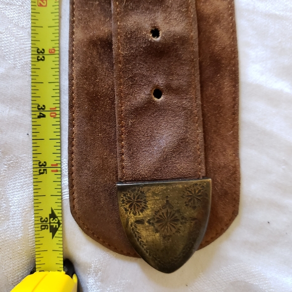 Vintage AXCESS Made in England Suede Leather Brass Belt main image 6